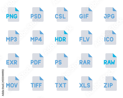 Blue color icons set for Programming files