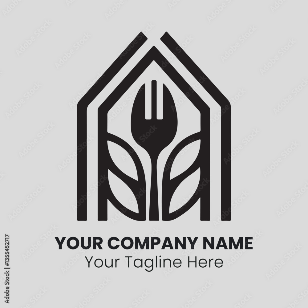 Fototapeta premium Abstract templated logo design with house and fork