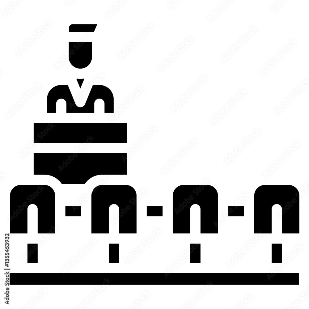 Bold Glyph Person on Platform Behind Podium Icon Bold Glyph Person on Platform Behind Podium Icon