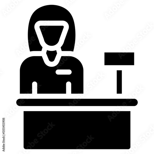 Bold Glyph Female Hotel Receptionist Icon