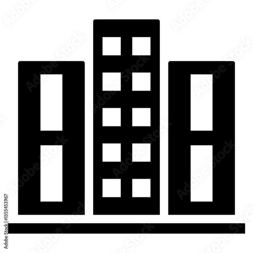 Bold Glyph Hotel Building Icon
