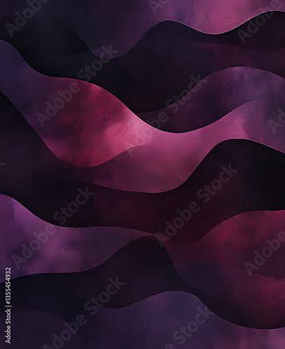 Dark Purple and Pink Wavy Abstract Background with Smooth Textures