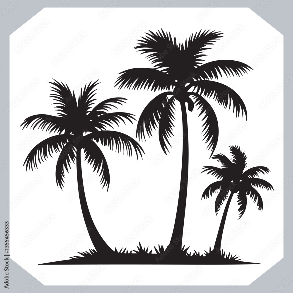Professional Palm Trees Silhouette and Coconut Tree Vector Logos Black Simple Designs