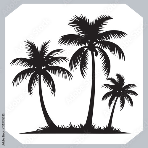 Obraz na płótnie Professional Palm Trees Silhouette and Coconut Tree Vector Logos Black Simple Designs w salonie