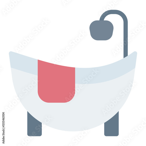 Colorful Flat Shower Bathtub Icon
