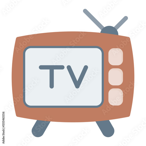 Colorful Flat TV Screen with Antenna Icon