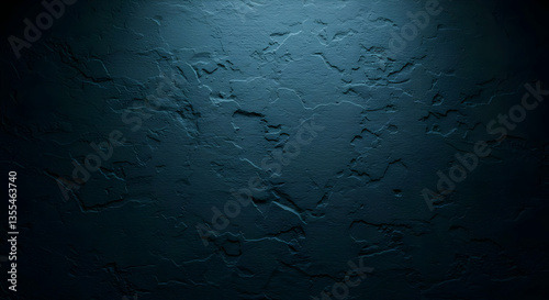 Dark Blue Textured Wall Background With Spotlight