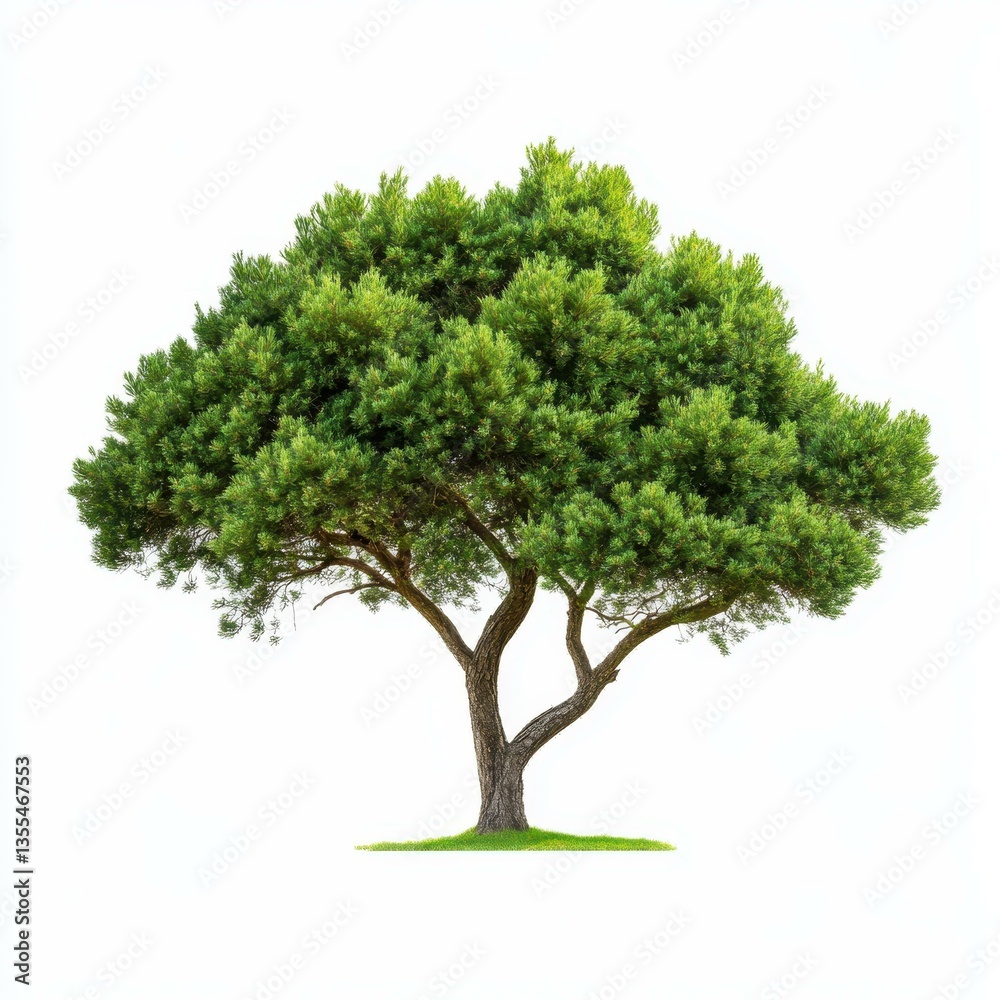 Dense juniper tree stands tall, showcasing vibrant foliage, isolated against a bright white backdrop for stunning appeal. Dense juniper tree stands tall, showcasing vibrant foliage, isolated against a bright white backdrop for stunning appeal.
