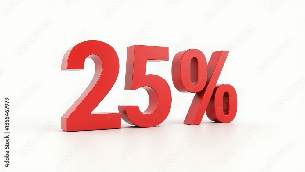 Visual Representation- 3D Render of 25% - Graphic Support for Business, Sales, Finance and Marketing Purposes Visual Representation- 3D Render of 25% - Graphic Support for Business, Sales, Finance and Marketing Purposes