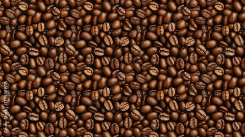 Seamless looping video of rustic roasted coffee beans in uniform texture.