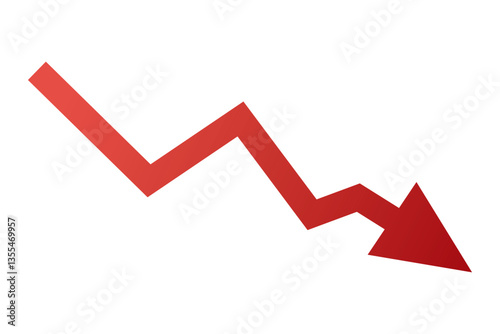Red arrow going down stock icon on white background. Bankruptcy, financial market crash icon for your web site design, logo, app, UI. graph chart down trend symbol.chart going down sign.