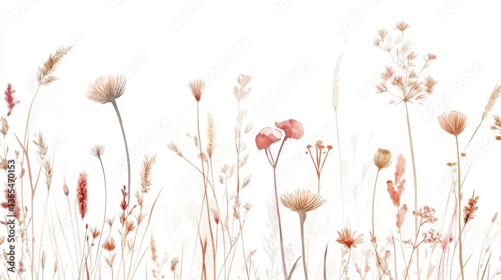 Ilustración de flores silvestres en acuarela
