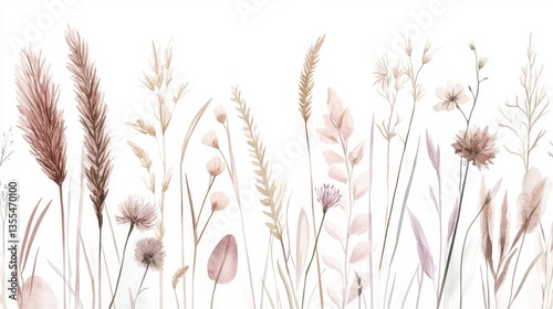 Obraz na płótnie Ilustración de flores y hojas en acuarela w salonie