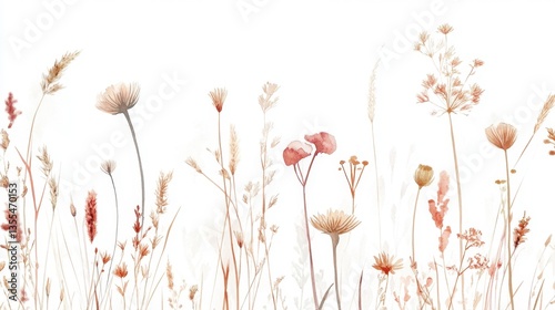 Obraz na płótnie Ilustración de flores silvestres en acuarela w salonie