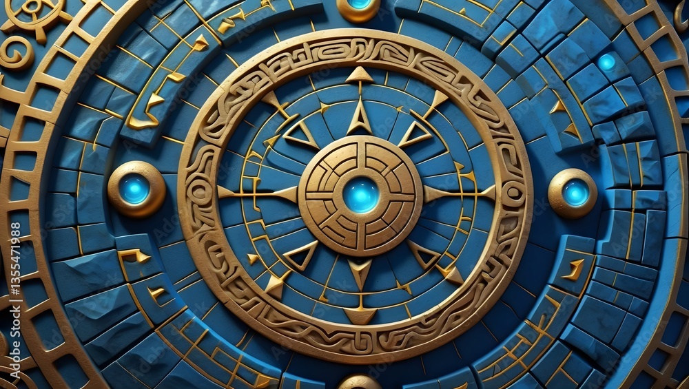 Obraz premium Intricate celestial astrology compass design