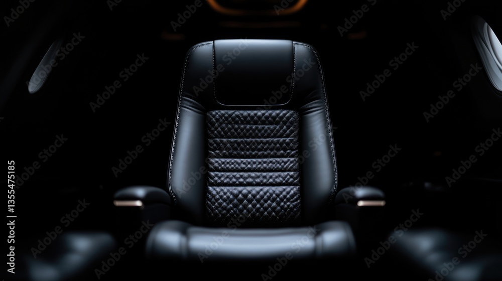 Obraz premium Luxurious, dark leather airplane seat