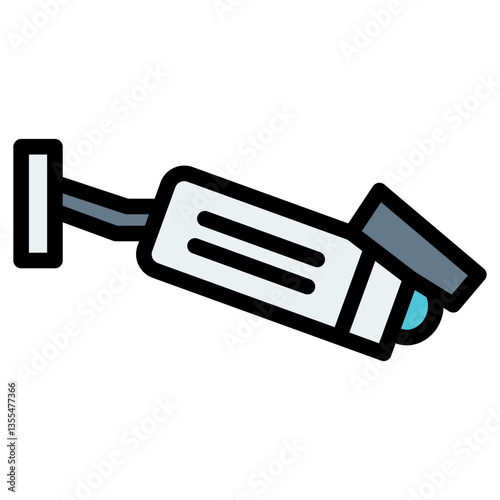 Colorful Flat Outlined CCTV Camera Icon