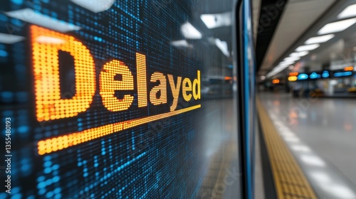 Delayed Train Departure with Subway Station Digital Display.