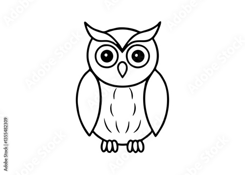 Wise Owl Outline: A minimalist outline of an owl, embodying wisdom, vigilance, and the enigmatic charm of the night, a perfect piece for educational or design projects.