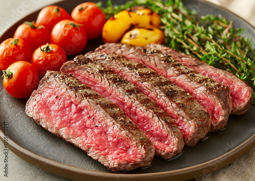 Sliced Steak with Roasted Veggies.