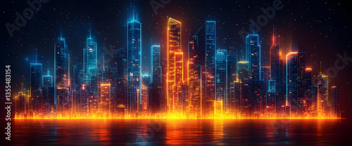 Wallpaper Mural Glowing Futuristic Cityscape At Night Torontodigital.ca