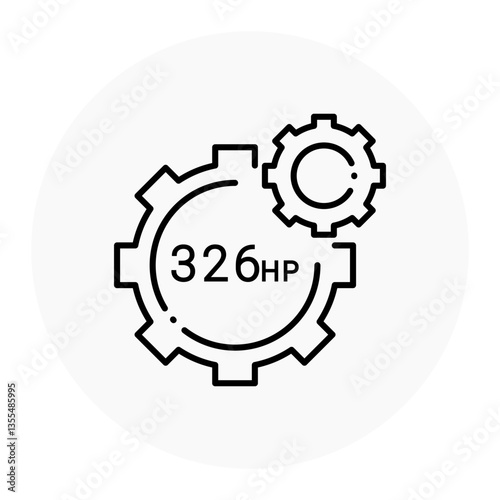 High Engine Power Icon. Horsepower, Engine Performance, Power Output Concept. Illustration for Machinery Concept.