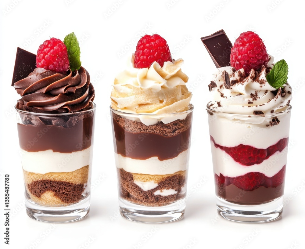 Three Layers of Chocolate and Raspberry Dessert Cups Three Layers of Chocolate and Raspberry Dessert Cups
