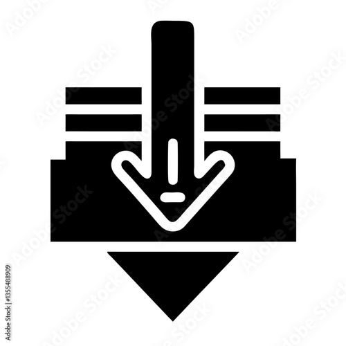 Arrow down icon indicating downward movement, navigation concept