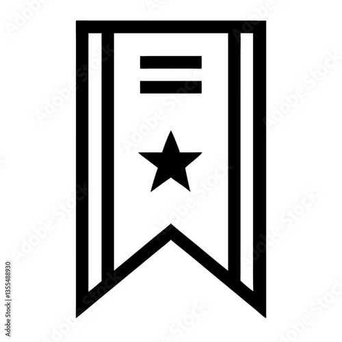 Minimalistic bookmark icon featuring star, reading accessory concept