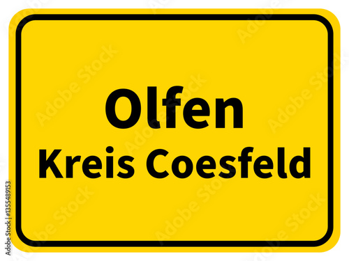 Illustration eines Stadteingangsschildes von Olfen, einer Gemeinde des Kreises Coesfeld