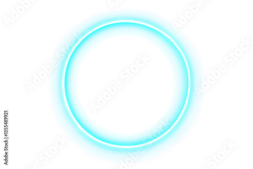 Neon blue circle sign. Glowing circle icon on transparent background. Neon lighting round shape element. Neon sparkle circle border frame PNG. Graphic design elements 