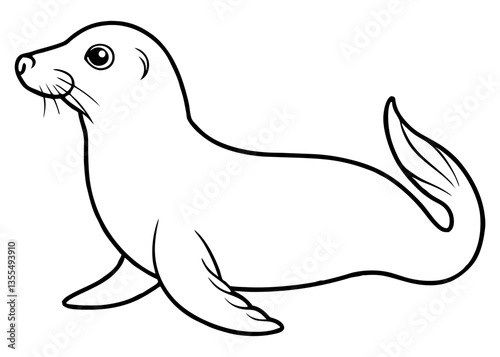 Cartoon Seal in Aquatic Bliss: A charming cartoon seal poses gracefully, with its sleek body and endearing features. Its curious expression captures the playful spirit of aquatic wildlife.