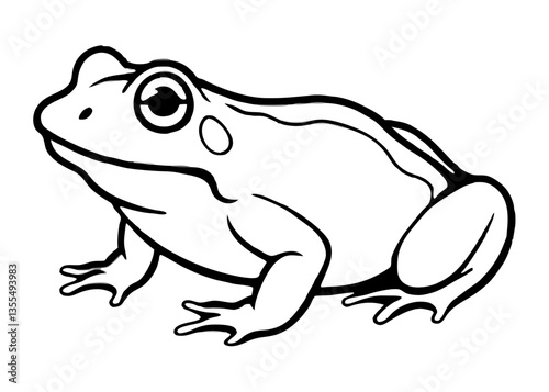 Frogs in monochrome : A detailed black and white illustration showcasing a close-up view of a frog, emphasizing texture, line work and the frog's unique features