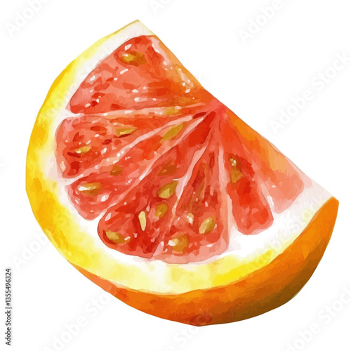 watercolor of Pitanga Slice, isolated on a white background.