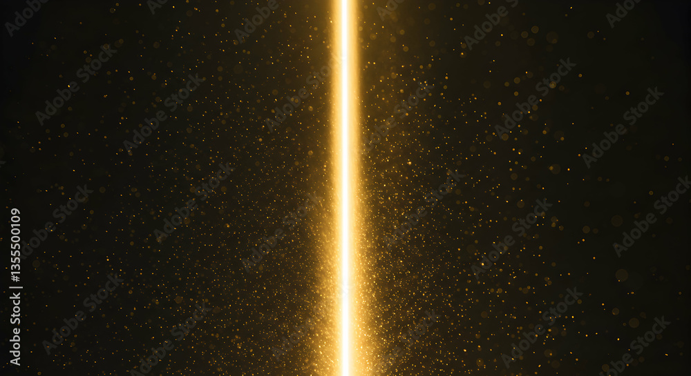 Golden Light Beam Shines Through Dust Particles in a Dark Background Golden Light Beam Shines Through Dust Particles in a Dark Background