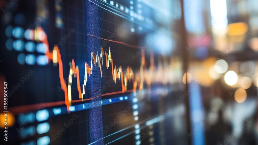 A tech investor conference with stock performance charts A tech investor conference with stock performance charts