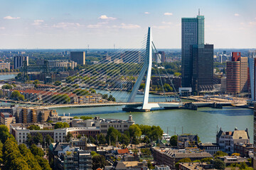 Fototapete Erasmusbrücke Erasmusbrücke Rotterdam Luftaufnahme Stadtansicht  © JackF