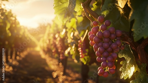 Viñas, uvas moradas, campo, atardecer, naturaleza