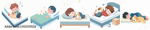 vector boy sleeping with dog