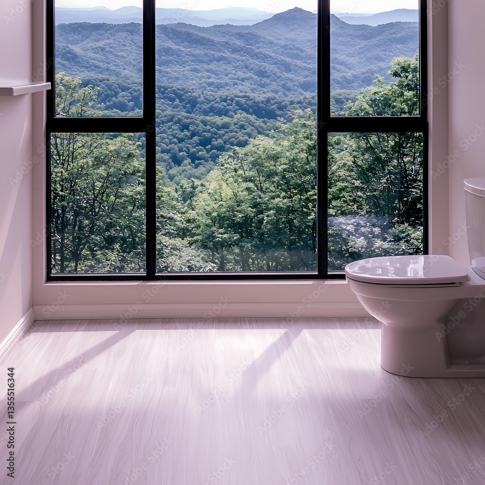 Fototapeta premium Mountain View Bathroom Serenity.