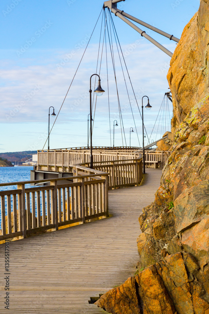 Europe, Sweden, Uddevalla. Sunninge sound. Pedestrian walking path.