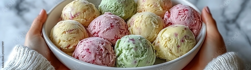 Colorful ice cream scoops bowl. Colorful ice cream scoops bowl.