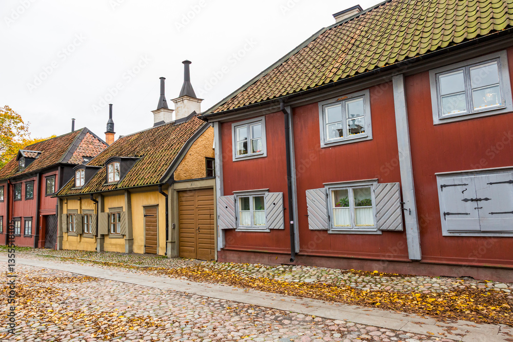 Europe, Sweden, Stockholm, Soder Island, Sodermalm. 19th Century houses nearby Master Mikaels Gata. Fjallgatan.