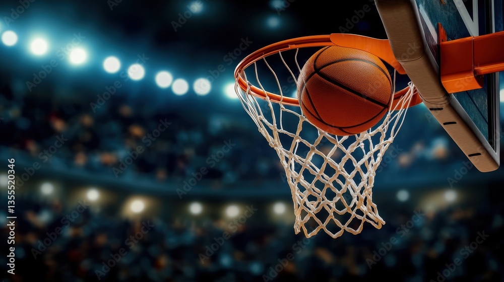 Basketball Swish GameWinning Shot in Packed Arena. Basketball Swish GameWinning Shot in Packed Arena.