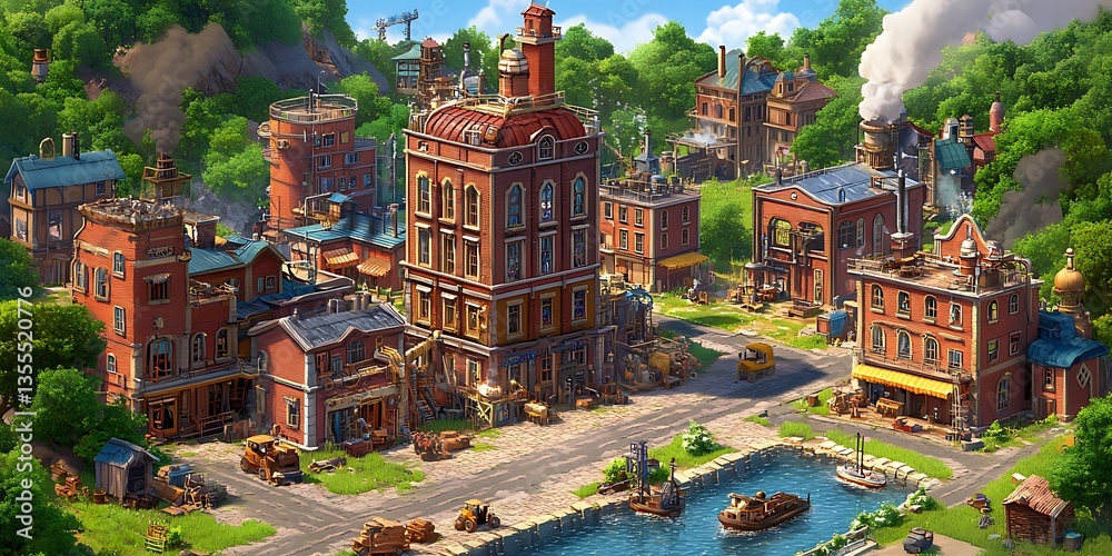 Obraz premium Industrial Town Panorama.