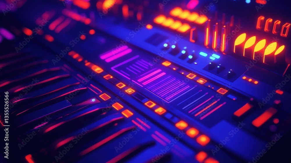 Fototapeta premium An abstract glowing futuristic control panel with bright lights