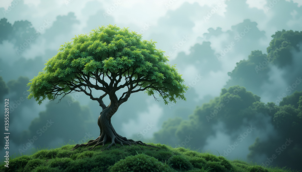 Abstract Artificial Background with a Green Leaves Tree Abstract Artificial Background with a Green Leaves Tree
