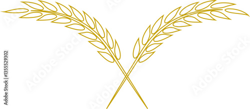 Wheats ears icon and wheat design elements flat line vector  isolated on transparent background. Harvest wheat grain, growth rice stalk and whole bread grains or field cereal nutritious.