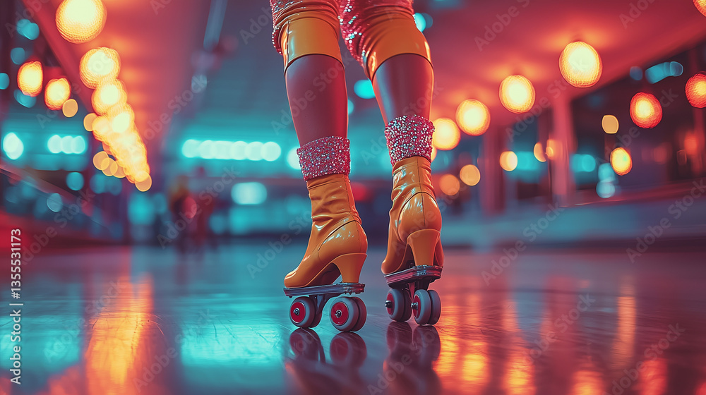 Fototapeta premium Roller disco rétro des années 70 – Ambiance élégante et nostalgique