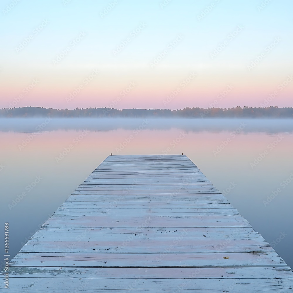 Fototapeta premium Misty Lake Dawn Dock.